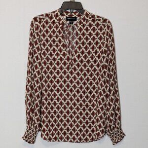 Women's FIFTEEN TWENTY, Red Floral, Long Sleeved Chiffon Tunic; Size S